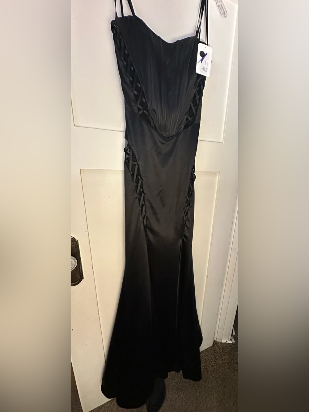 La Femme 31601 Strapless gown with cutouts